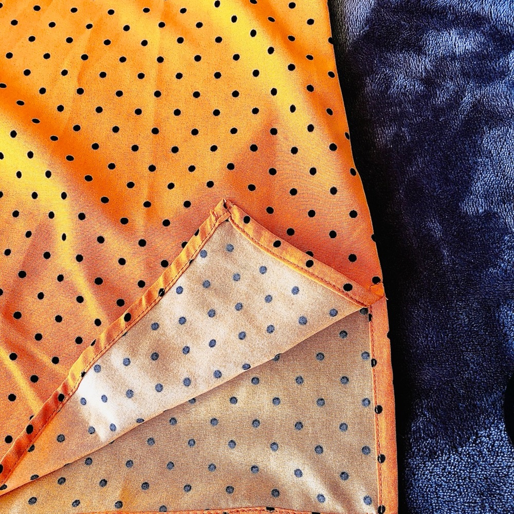 DONATED   Adrienne Vittadini Silky Polka Dot Oversize Logo-Pocket Blouse - Picture 7 of 12